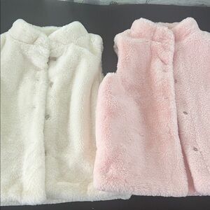 Epic Threads Cream and Pink Fuzzy Vests